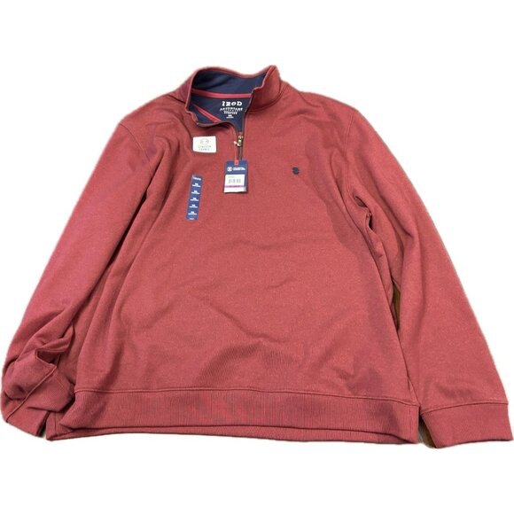 IZOD Men’s Fleece Quarter Zip Men's Pullover XXL Advantage Performance Burgundy - Picture 2 of 9